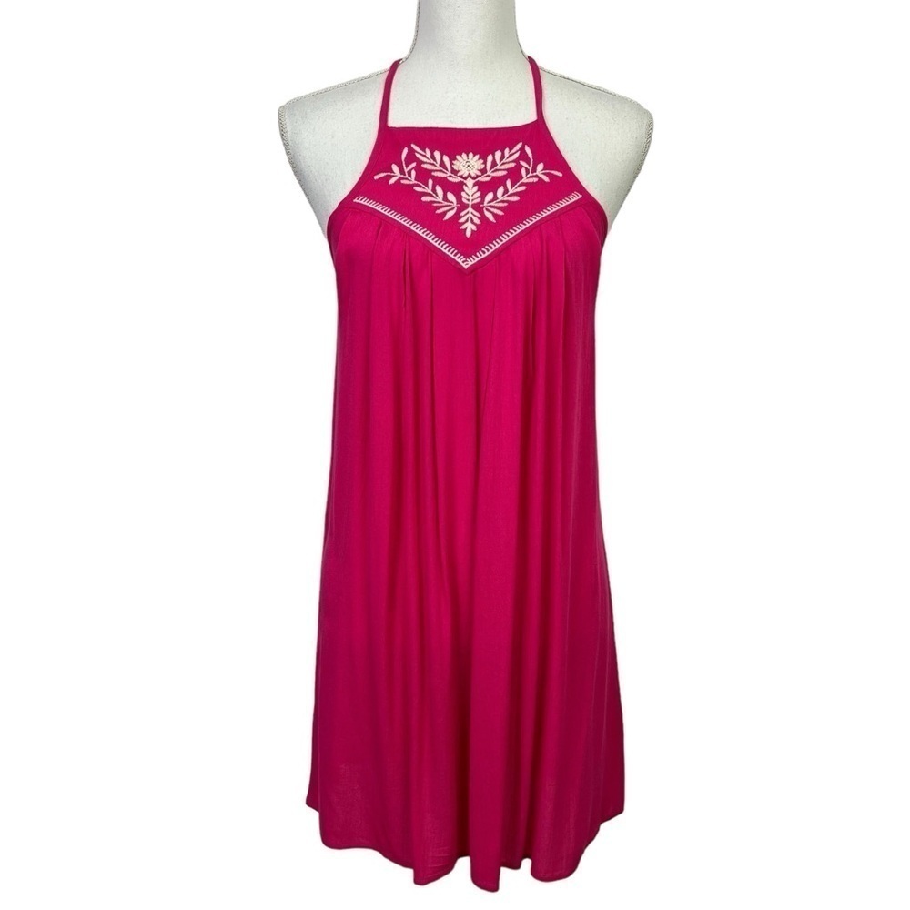 Mauriceâs Womenâs Swimsuit Cover-Up Sz XS Pink Gauze Material White Embroidery
